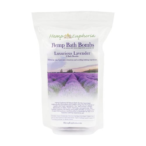 Hemp Bath Bombs Rich in Organic Hemp Seed Oil, Lavender Essential Oil, and Shea Butter - All Natural - Lavender - 8 Count